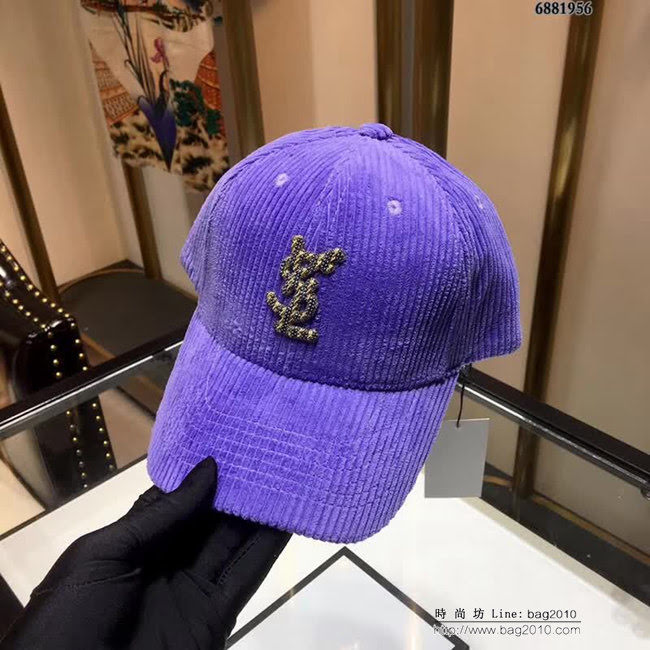YSL聖羅蘭 跑量款 2018秋冬新款棒球帽 燈芯絨鴨舌帽 6881956 LLWJ6769